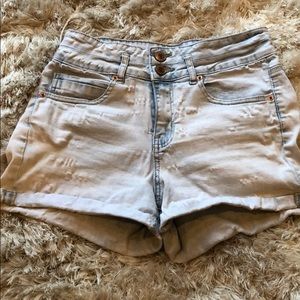 Light wash high waisted shorts